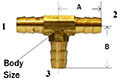 Brass Hose Barb Tees Diagram